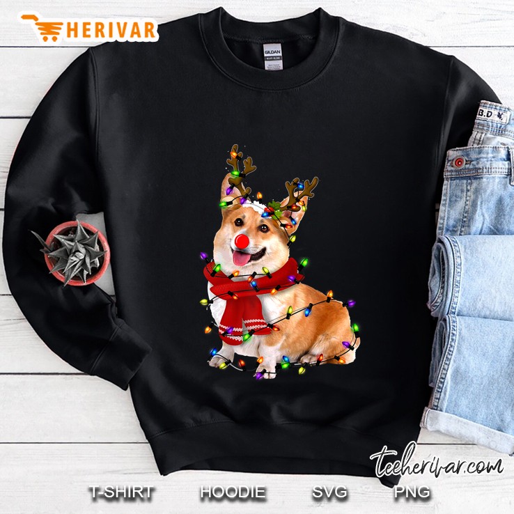 Corgi Reindeer Christmas Lights Sweatshirt