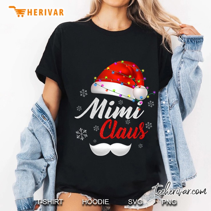 Mimi Claus Santa Claus Christmas Lights Version2 Ladies Tee