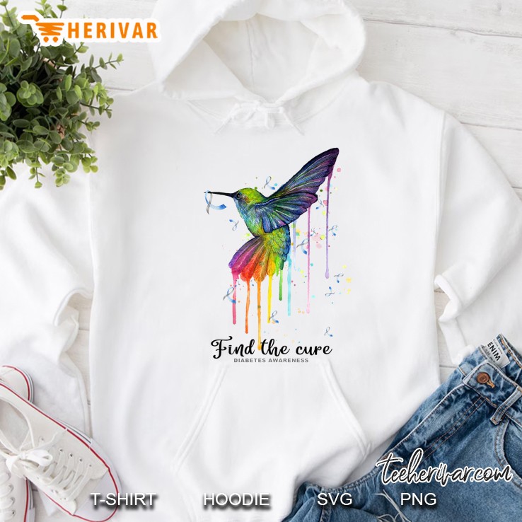 Find The Cure Diabetes Awareness Colorful Hummingbird Version Hoodie
