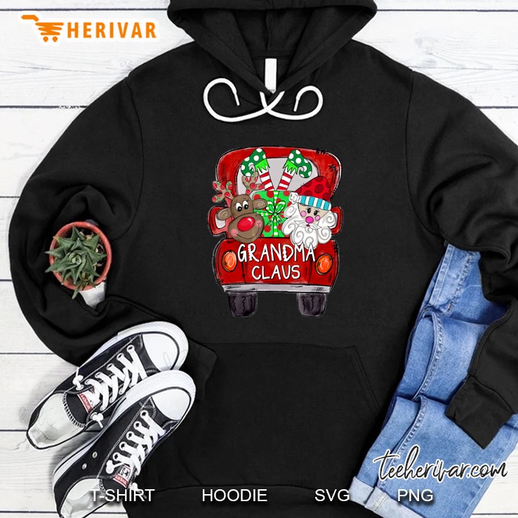 Grandma Santa Claus Reindeer Red Truck Christmas Hoodie
