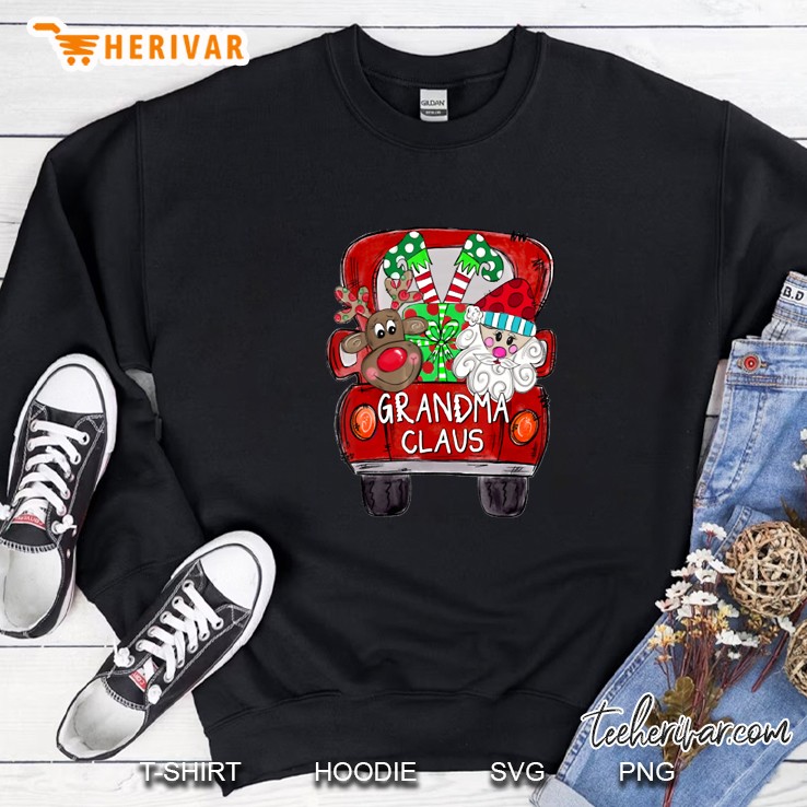 Grandma Santa Claus Reindeer Red Truck Christmas Sweatshirt