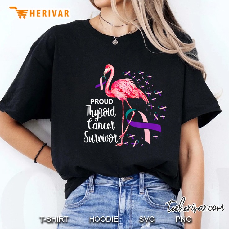 Proud Thyroid Cancer Survivor Flamingo Version Ladies Tee