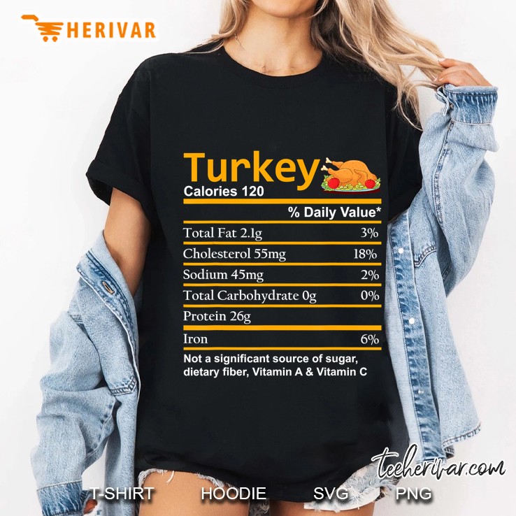 Turkey Nutrition Facts Thanksgiving Ladies Tee