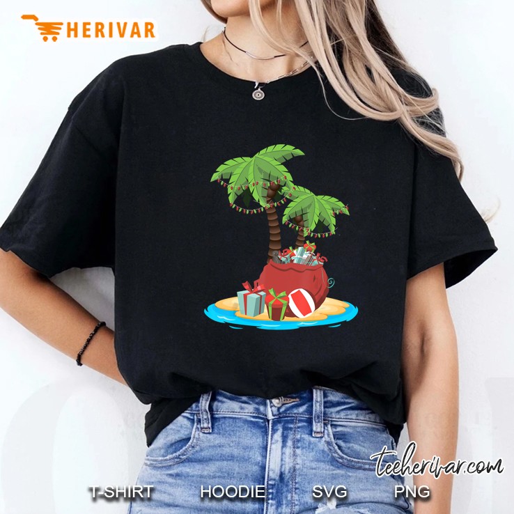 Christmas Tree Lights Vacation Beach Palm Holiday Ladies Tee