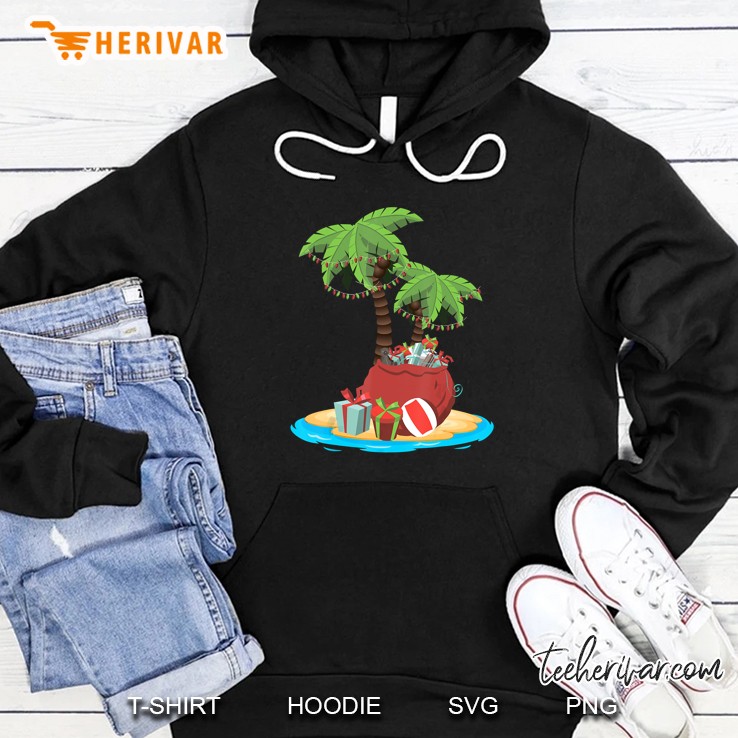 Christmas Tree Lights Vacation Beach Palm Holiday Hoodie