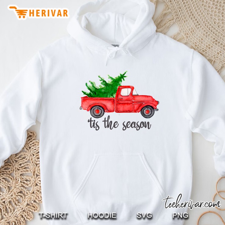 Tis The Season Red Car With Christmas Tree Hoodie
