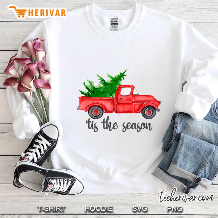 Tis The Season Red Car With Christmas Tree Sweatshirt