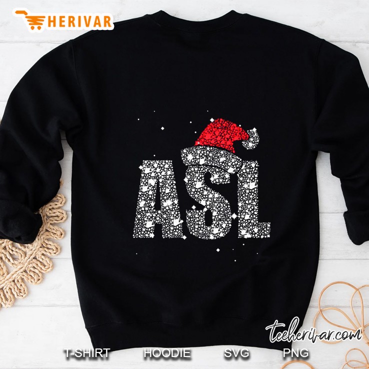 ASL American Sign Language Santa Hat Sparkle Christmas Sweatshirt