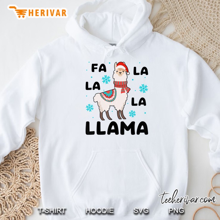 Fa La La La Llama Santa Christmas White Version Hoodie