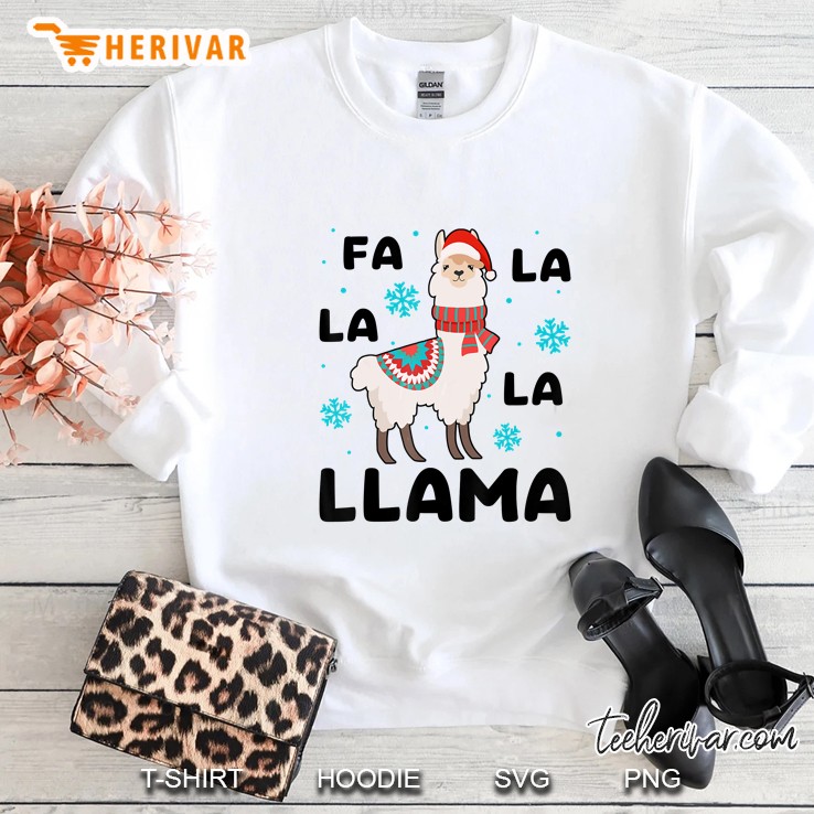 Fa La La La Llama Santa Christmas White Version Sweatshirt