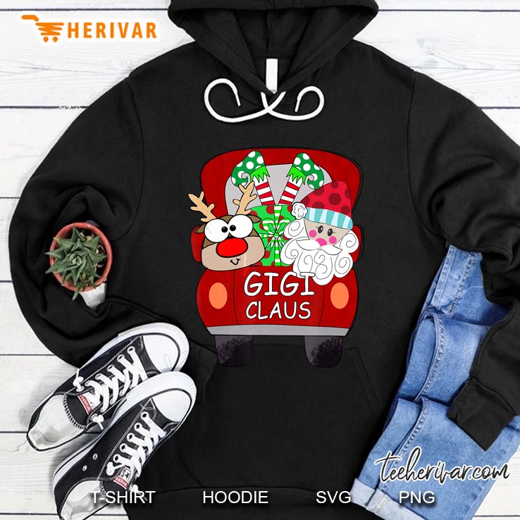 Gigi Claus Reindeer Santa Red Truck Christmas Hoodie