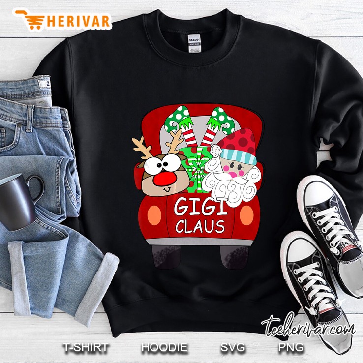 Gigi Claus Reindeer Santa Red Truck Christmas Sweatshirt