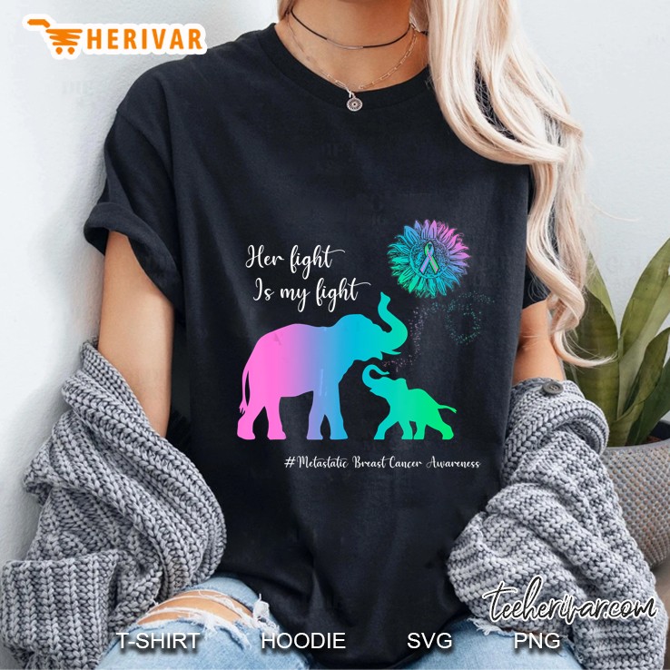 Her Fight is My Fight Metastatic Breast Cancer Awareness Elephant Version Ladies Tee