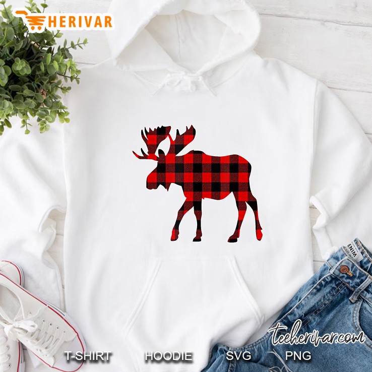Moose Red Plaid Christmas Hoodie