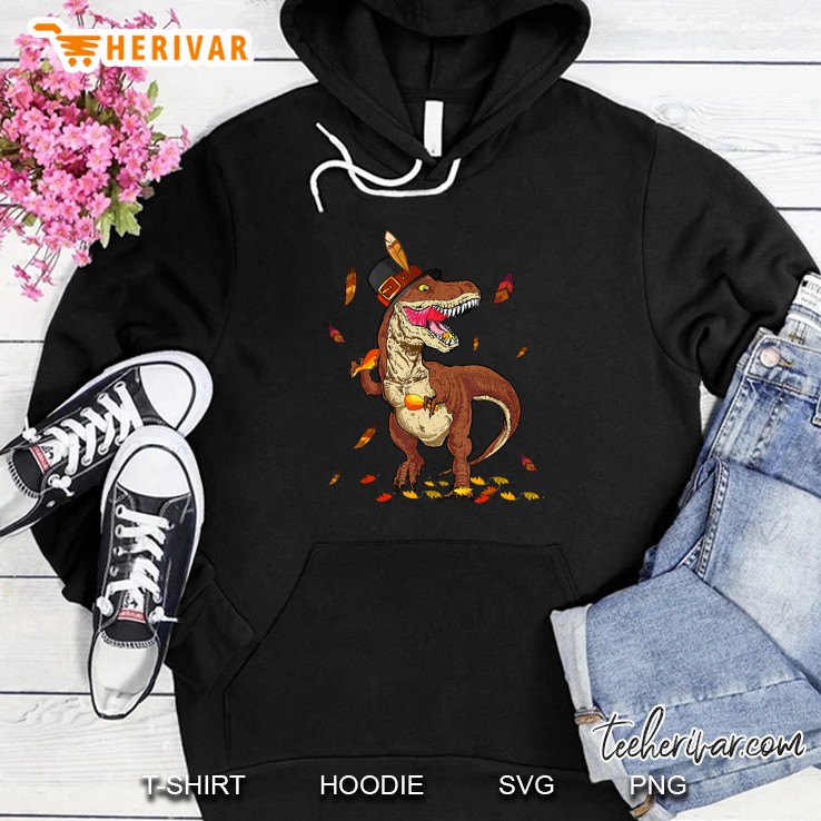 Thanksgiving T-Rex Dinosaur Eating Turkey Leg Hoodie
