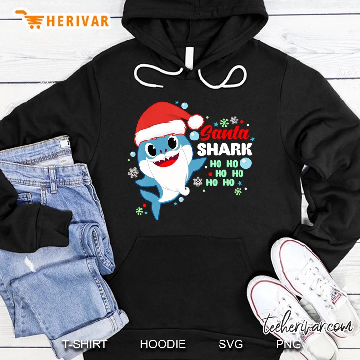 Santa Shark Ho Ho Ho Snowflakes Christmas Version Hoodie