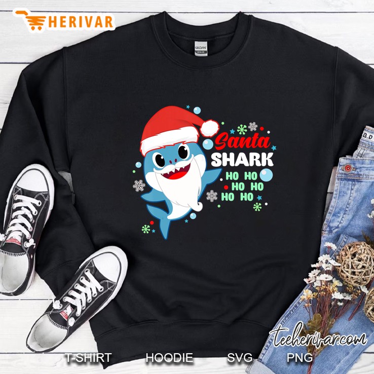 Santa Shark Ho Ho Ho Snowflakes Christmas Version Sweatshirt