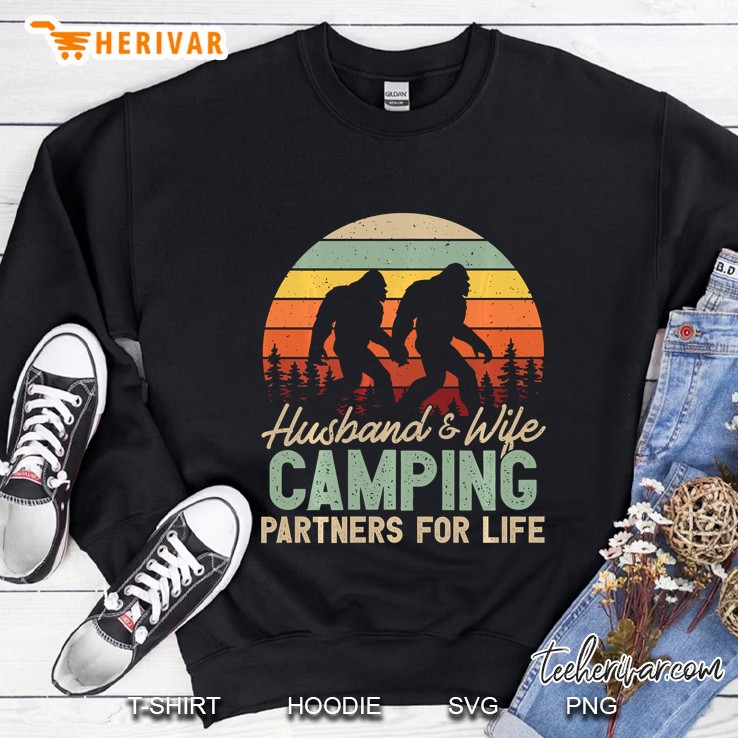 Husband & Wife Camping Partners For Life Bigfoot Vintage Version Sweatshirt