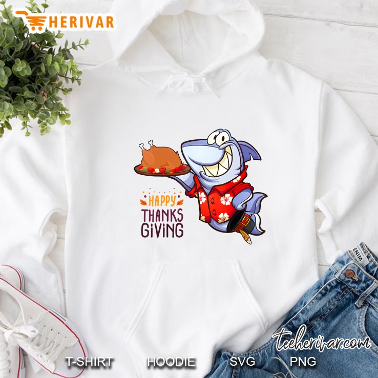 Happy Thanksgiving Funny Shark Turkey Version Hoodie