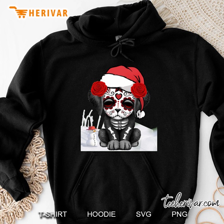 Sugar Skull Dog Santa Hat Christmas Hoodie