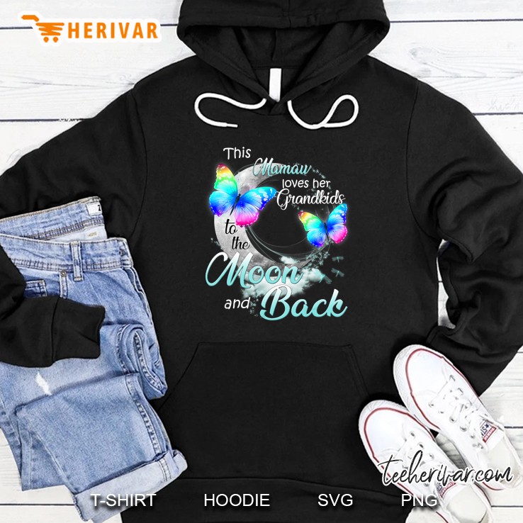 This Mamaw Love Her Grandkids To The Moon And Back Neon Butterfly Version Hoodie
