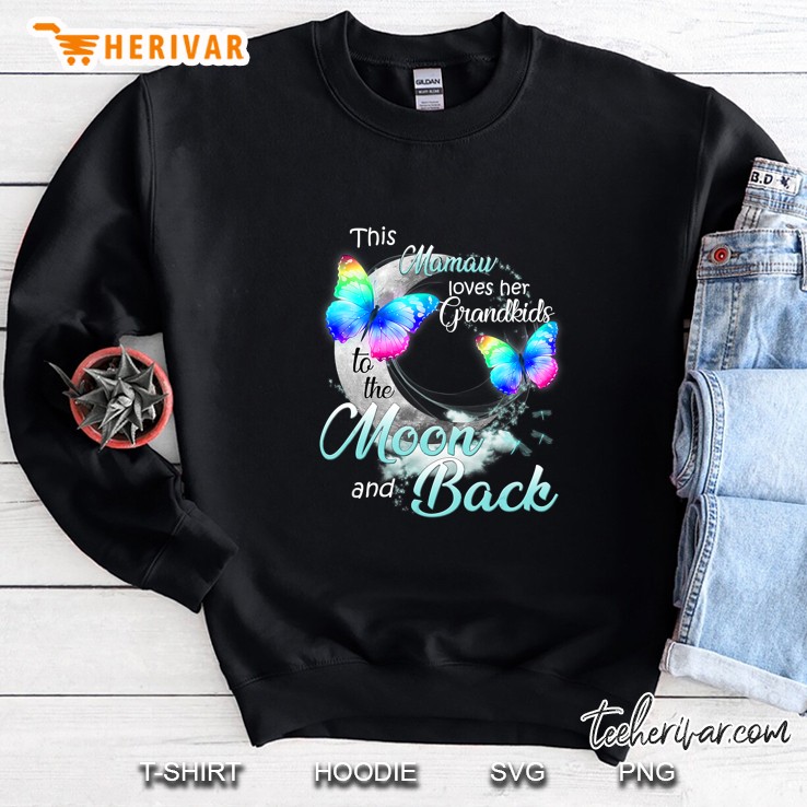 This Mamaw Love Her Grandkids To The Moon And Back Neon Butterfly Version Sweatshirt