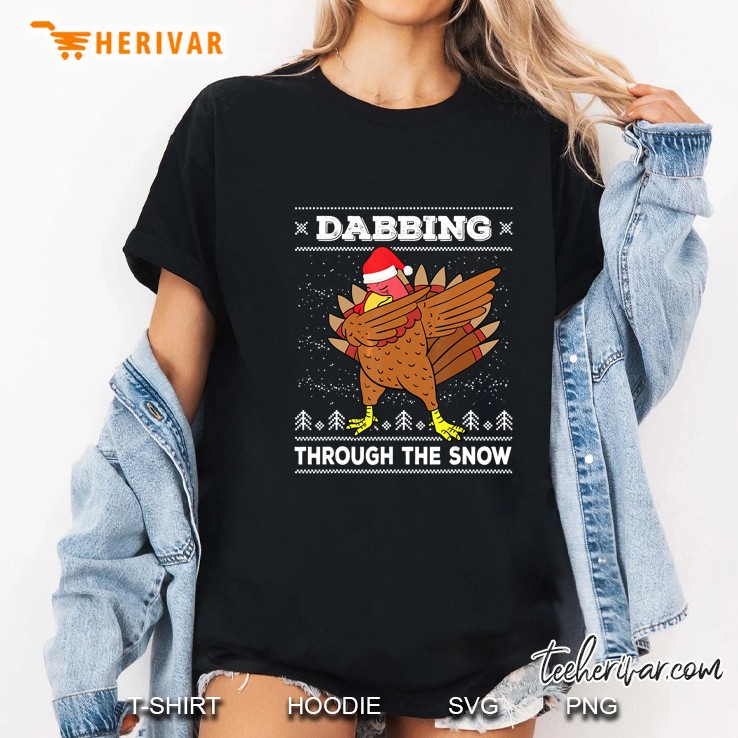 Dabbing Through The Snow Dabbing Turkey Thanksgiving Ladies Tee