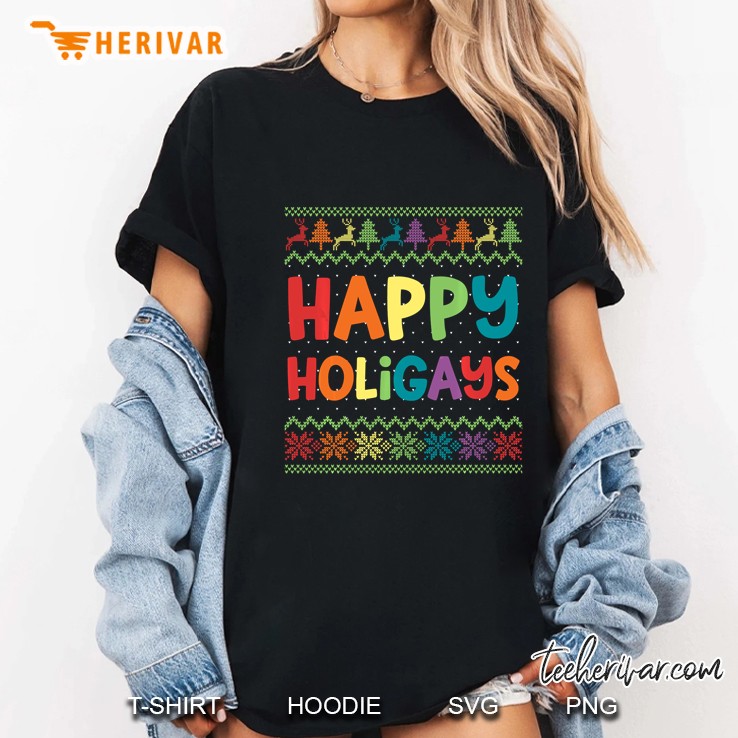Happy Holigays Christmas Sweater Ladies Tee