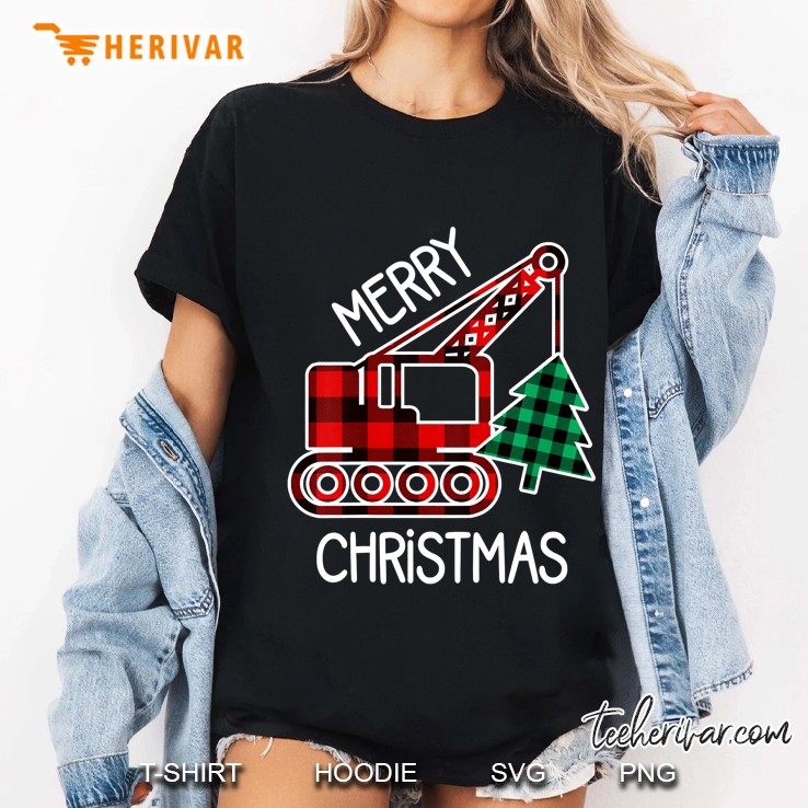 Merry Christmas Crane With Tree Christmas Ladies Tee