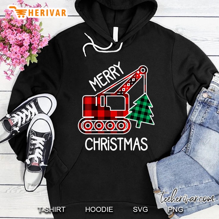 Merry Christmas Crane With Tree Christmas Hoodie