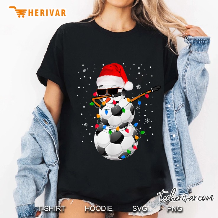 Dabbing Snowman Soccer Christmas Ladies Tee