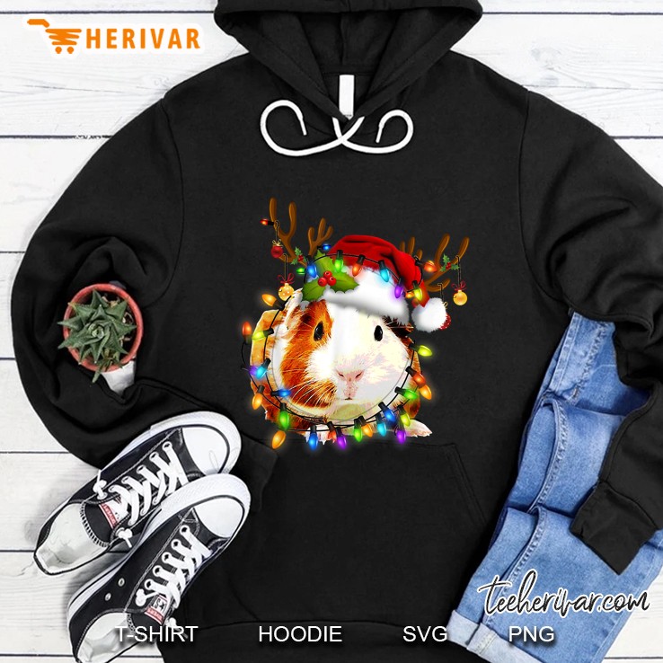 Guinea Pig Reindeer Christmas Lights Hoodie