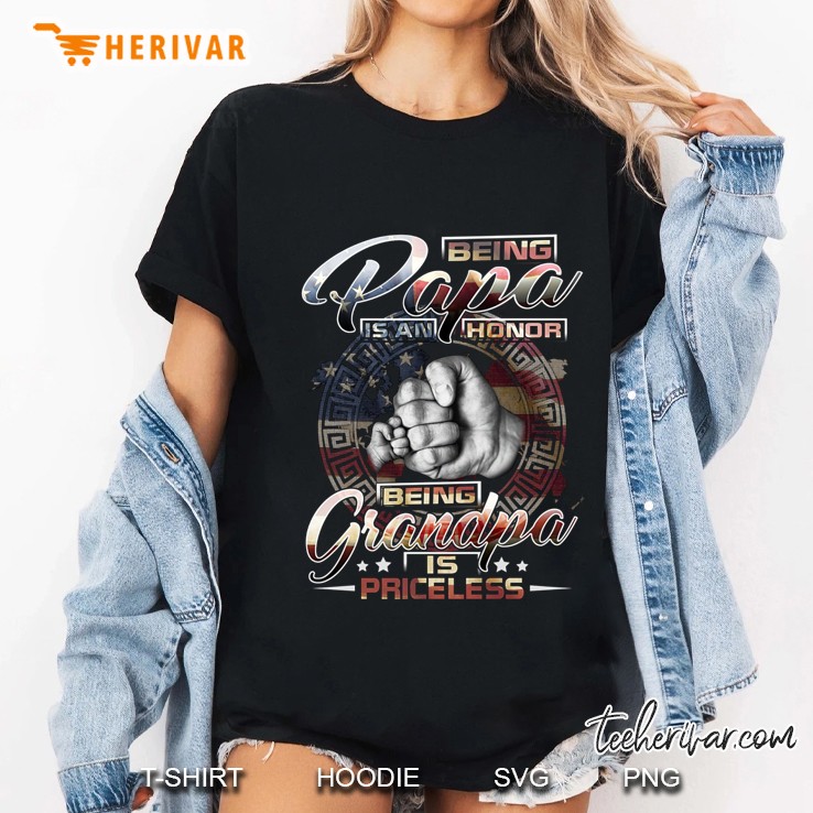 Being Papa Is An Honor Being A Grandpa Is Priceless American Flag Version Ladies Tee