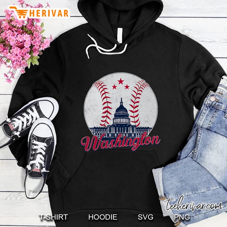 Washington Skyline Silhouette Baseball Hoodie