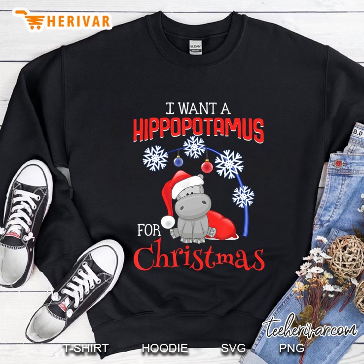 I Want A Hippopotamus For Christmas Snowflake Lights Version Sweatshirt