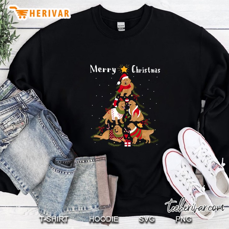 Merry Christmas Golden Retriever Christmas Tree Sweatshirt