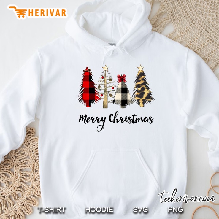 Leopard And Buffalo Plaid Vintage Country Christmas Tree Hoodie