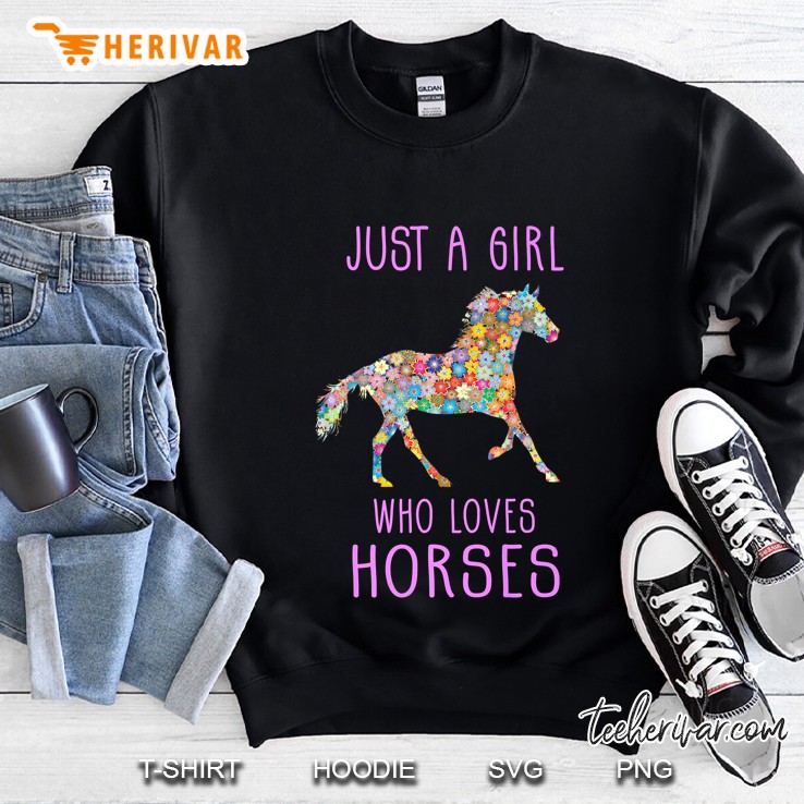 Just A Girl Who Loves Horses Flower Horse Version Sweatshirt