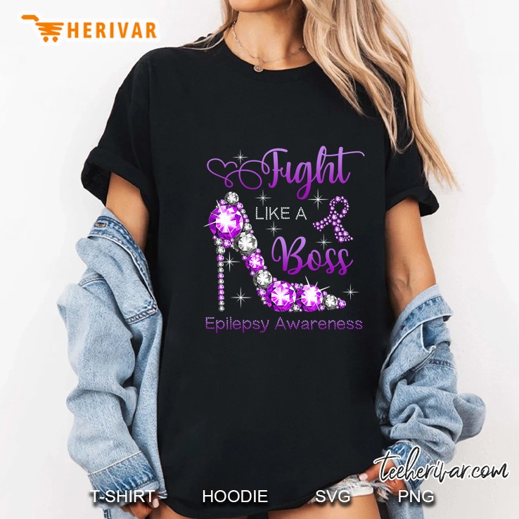 Fight Like A Boss Epilepsy Awareness Diamond Purple High Heel Version Ladies Tee