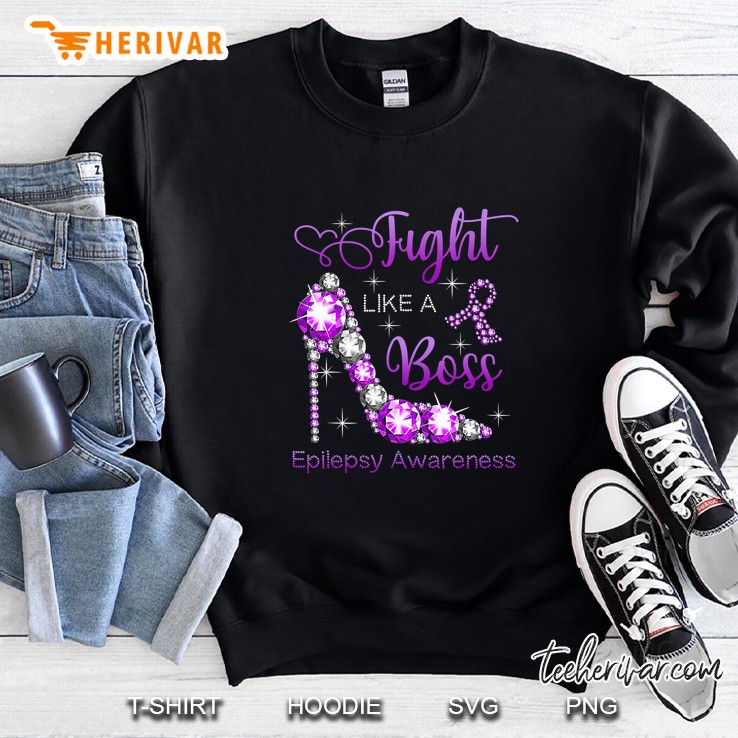 Fight Like A Boss Epilepsy Awareness Diamond Purple High Heel Version Sweatshirt