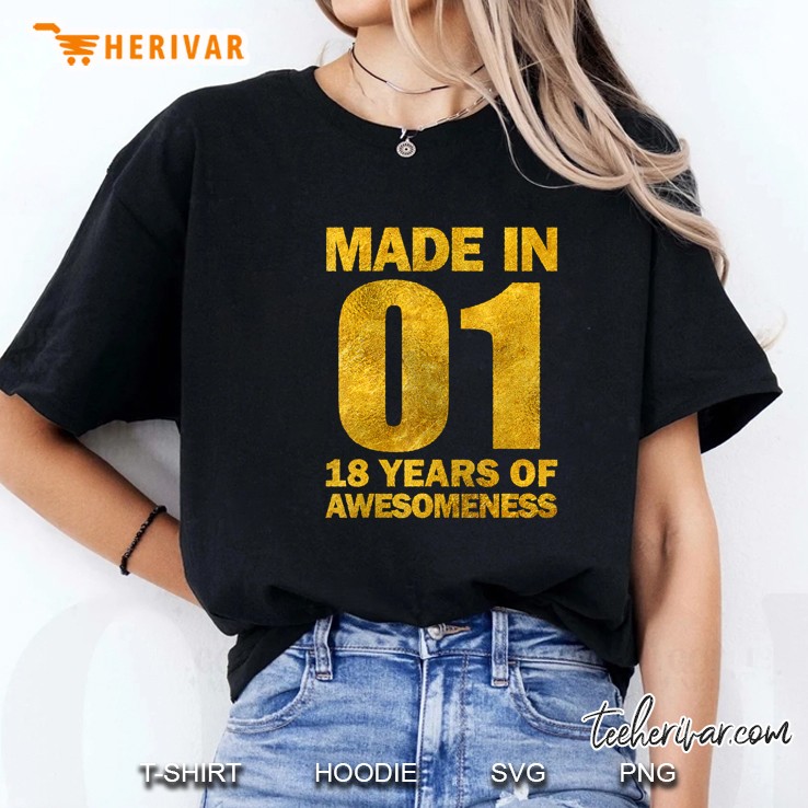 Made In 01 18 Years Of Awesomeness Ladies Tee