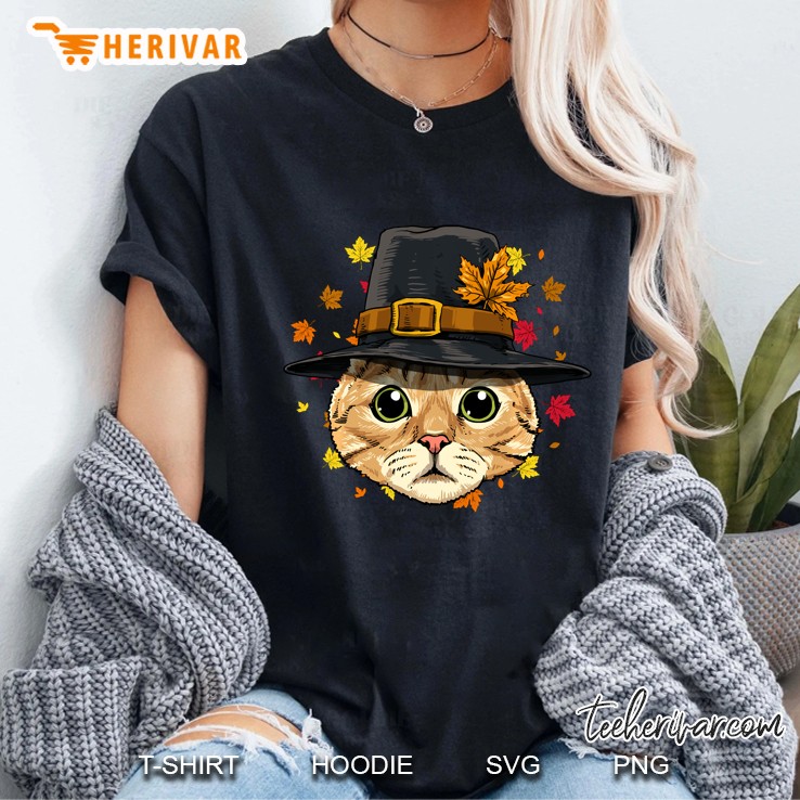 Thanksgiving Cat Pilgrim Ladies Tee