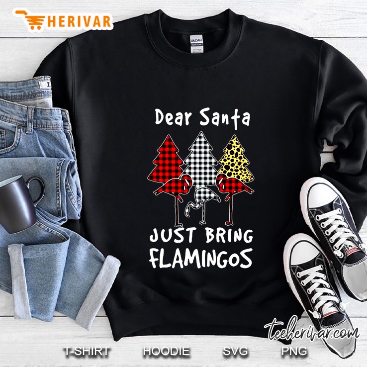 Dear Santa Just Bring Flamingos Plaid Christmas Sweatshirt