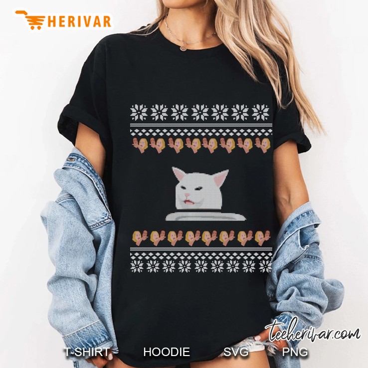 Cat Ugly Christmas Sweater Ladies Tee