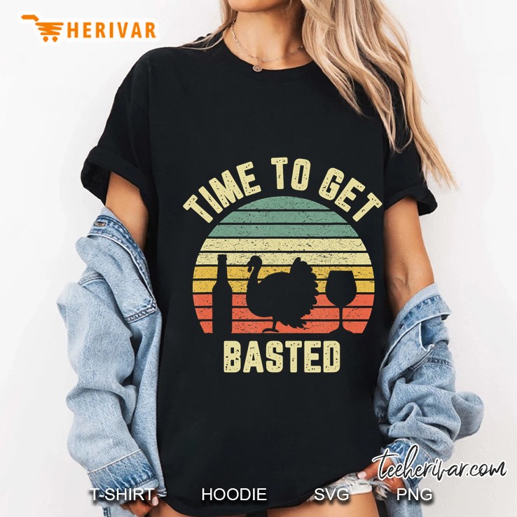 Time To Get Basted Turkey Thanksgiving Vintage Version Ladies Tee