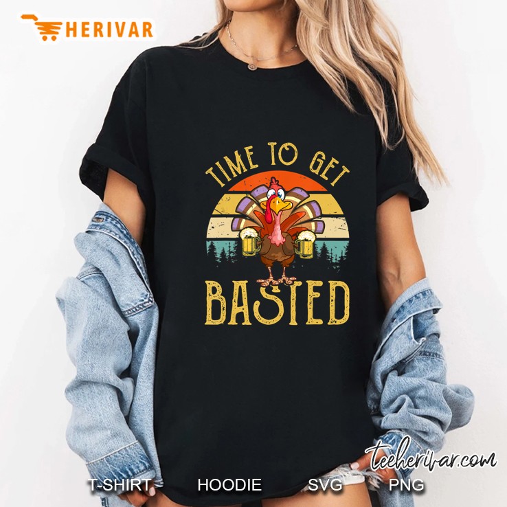 Time To Get Basted Turkey Beer Thanksgiving Version2 Ladies Tee