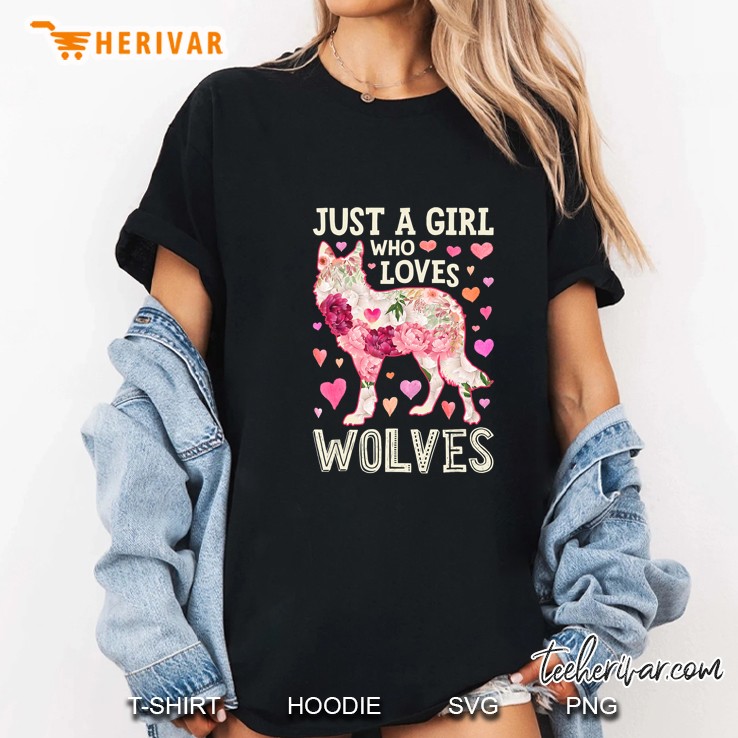 Just A Girl Who Loves Wolves Floral Version Ladies Tee
