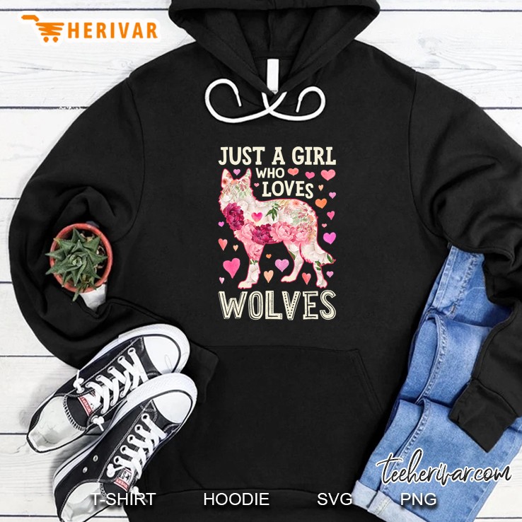 Just A Girl Who Loves Wolves Floral Version Hoodie