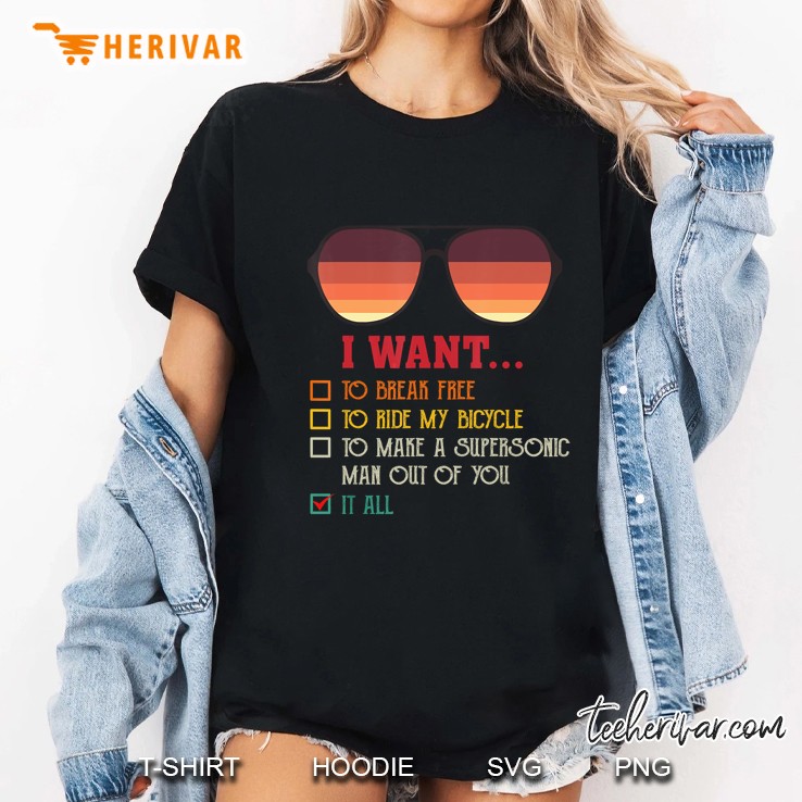 I Want To Break Free To Ride My Bicycle Glasses Vintage Version2 Ladies Tee