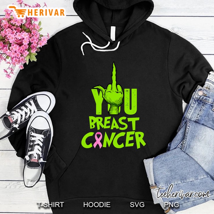 Fuck You Breast Cancer Grinch Hand Version Hoodie